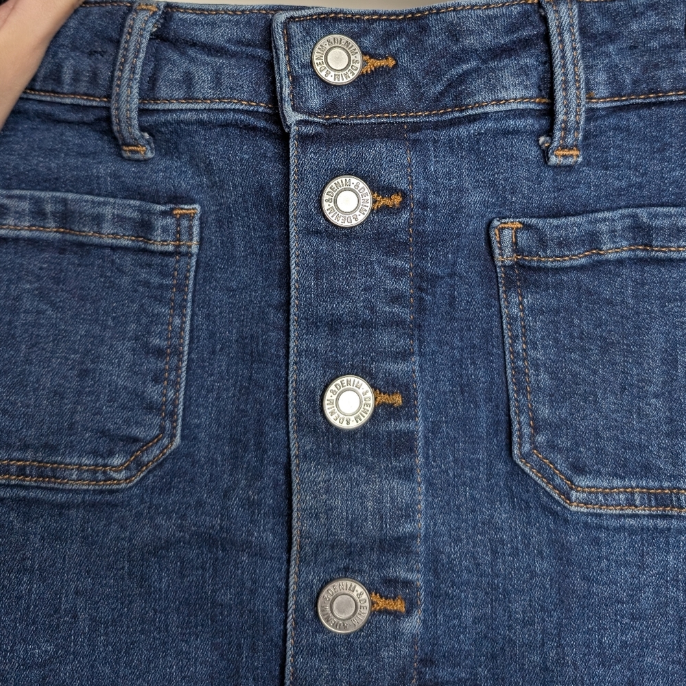 H&M Girls Kids Button Up A Line Blue Casual Mini Jean Skirt Size 10-11 Years - Picture 6 of 16